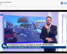 Veículos de comunicação de Londrina registram trabalho do IPEM-PR, durante vrificação de medidores de velocidade que sofreram problemas técnicos e vandalismo