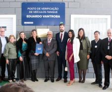 Fotos da inauguração do novo posto de verificação de veículos-tanque em Araucária