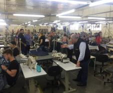 Visita à fábrica de roupas Blindagem, em Santa Izabel do Oeste
