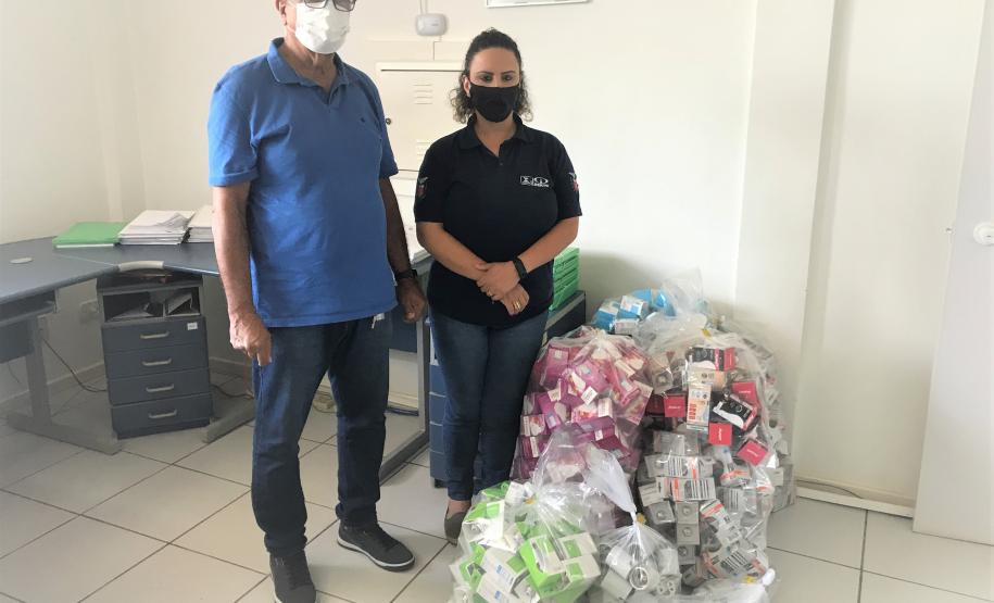 Lâmpadas LED apreendidas pela equipe da Regional de Cascavel