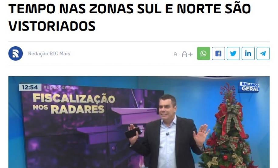 Veículos de comunicação de Londrina registram trabalho do IPEM-PR, durante vrificação de medidores de velocidade que sofreram problemas técnicos e vandalismo