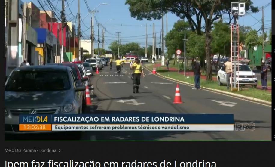 Veículos de comunicação de Londrina registram trabalho do IPEM-PR, durante vrificação de medidores de velocidade que sofreram problemas técnicos e vandalismo
