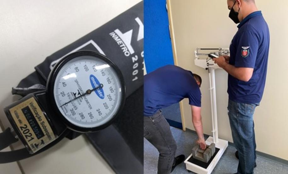 Esfigmomanômetro e balança antropométrica